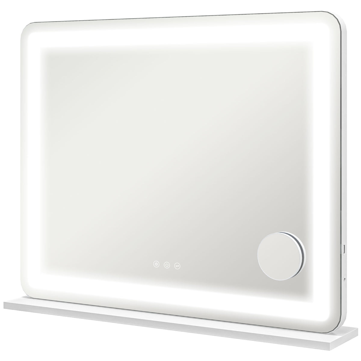Vanity Mirror with Lights, Large 80x62 cm Lighted Makeup Mirror with 3 Colour, 10X Magnifying, USB Charging Port, Touch Screen, Tabletop or Wall Mounted Design, White