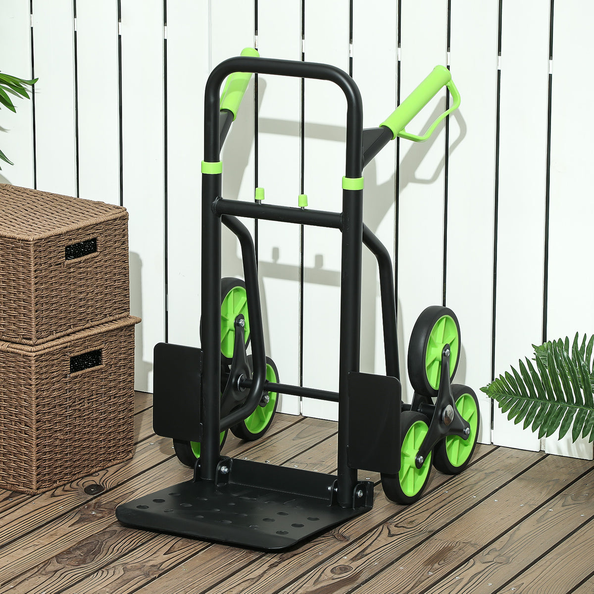 Six-Wheel Folding Sack Barrow Trolley - Black/Green