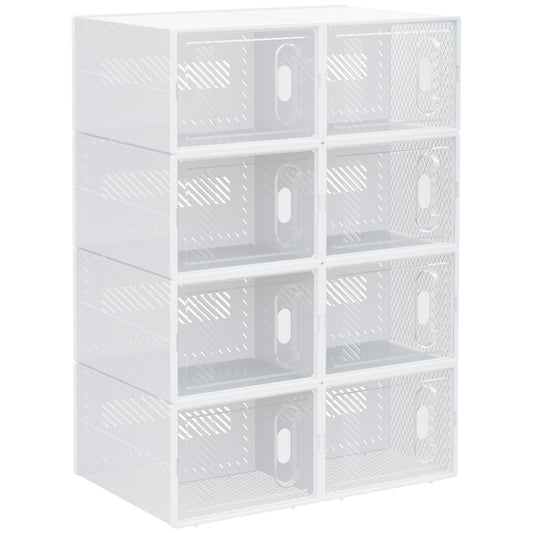 8PCS Clear Shoe Box, Plastic Stackable Shoe Storage Box for UK/EU Size up to 8.5/43 with Magnetic Door for Women/Men, 25 x 35 x 19cm