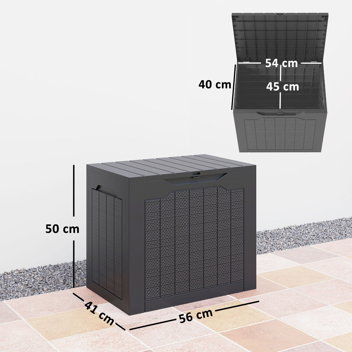 97L Plastic Garden Storage Box, Outdoor Storage Box with Handles, Waterproof Outdoor Storage Container