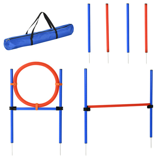Dog Agility Equipment, Pet Agility Training Set with Weave Poles, Adjustable Hurdle, Jump Ring, Carry Bag, Dog Indoor Outdoor Games for Play, Run, Jump, Obedience