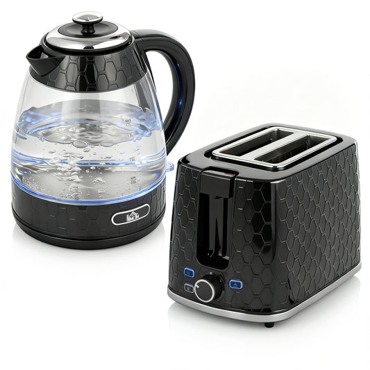 Kettle and Toaster Set, 1.7L 3000W Rapid Kettle with Limescale Filter, 2 Slice Toaster with 7 Browning Controls