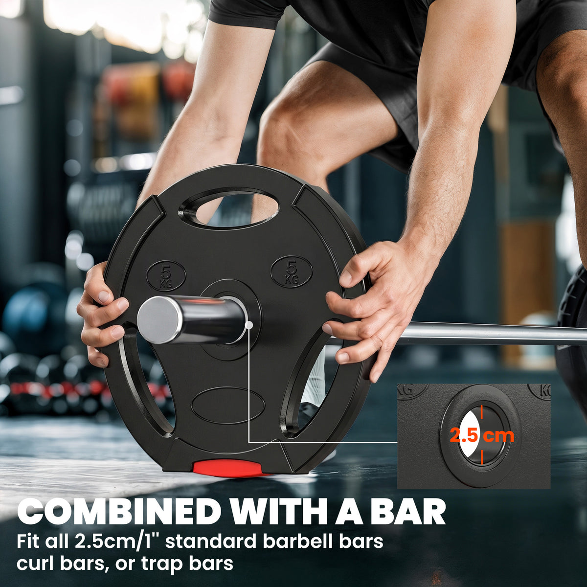 Weight Plates Set, with Two 5kg and Two 2.5kg weights, Black