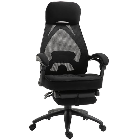 Office Chair with Footrest, High Back Swivel Desk Chair with Adjustable Height and Headrest for Home Office, Black