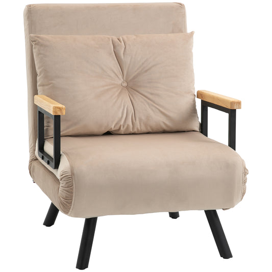 4-in-1 Velvet-Feel Single Chair Bed, with Pillow