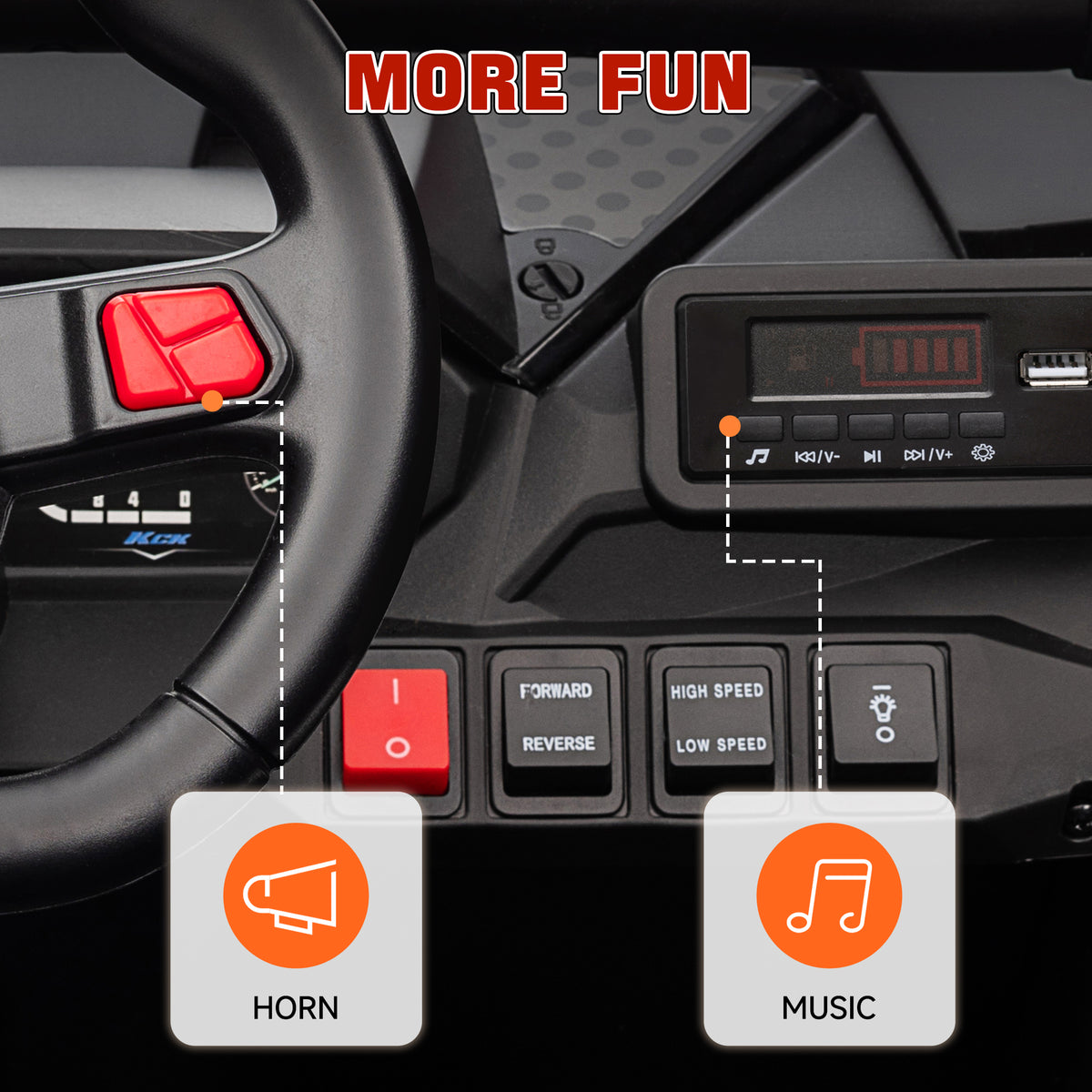 2 Seater 24V 7AH Ride on Truck, Battery Powered Electric Ride On Car w/ Remote, Suspension, 3 Speeds