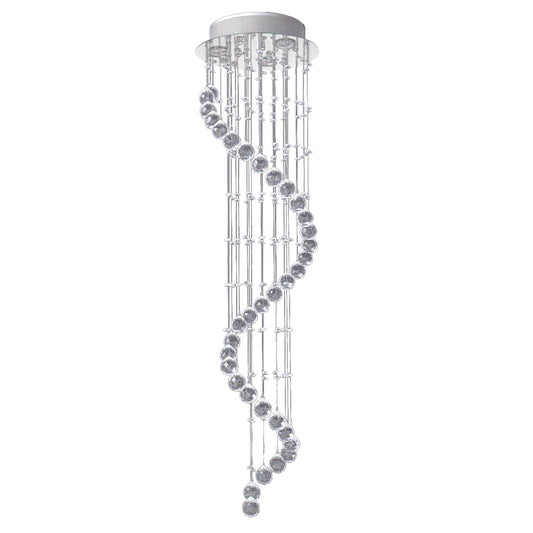 Modern Crystal Chandelier Ceiling Light Pendant Lamp Chrome Finish Glass Droplets New, for Living Room, Bedroom, Hallway, Ф30 x 120cm