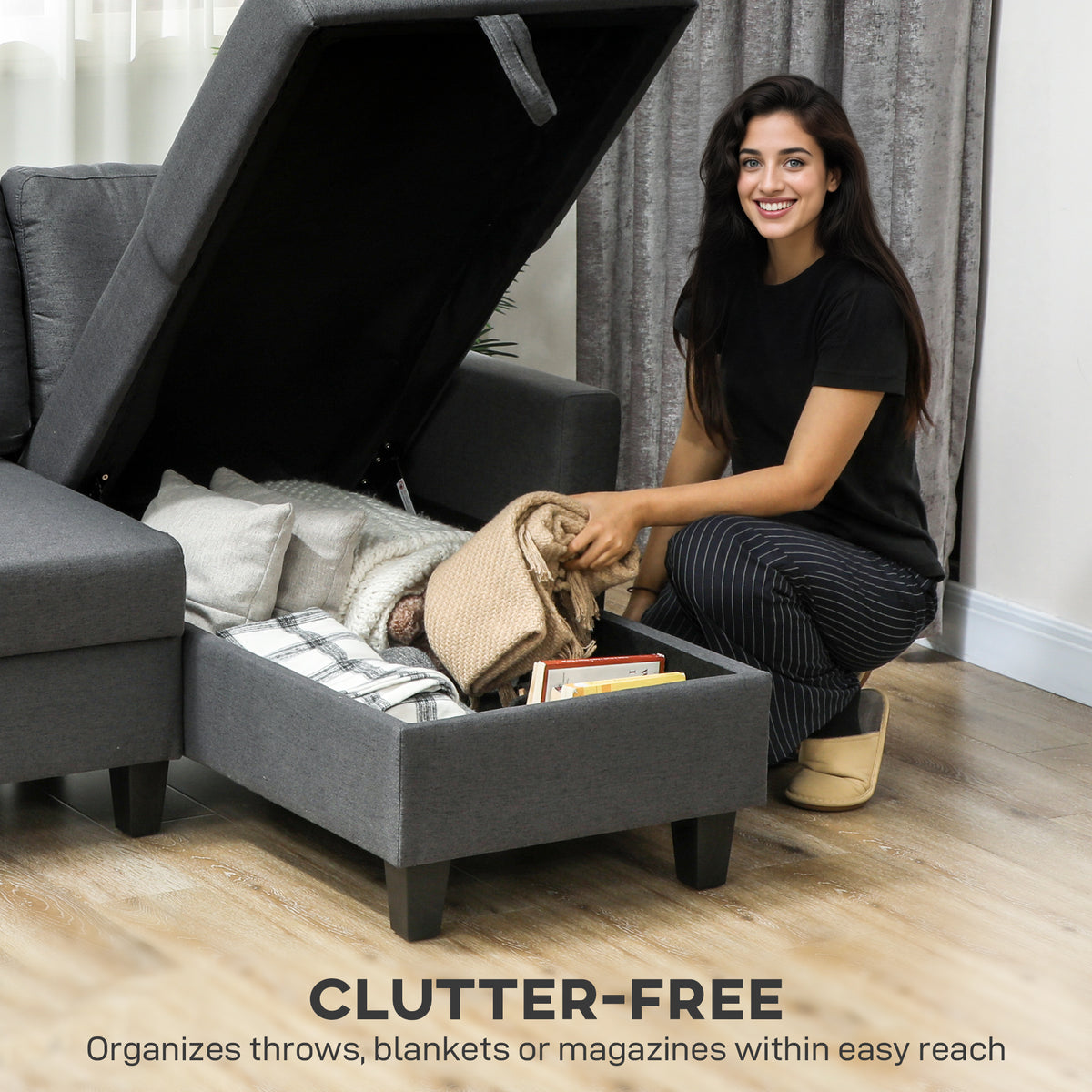 Three-Seater Storage Sofa Bed