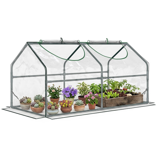 Mini Greenhouse Portable Flower Planter Vegetable Grow House for Garden with Zipped Windows, 120 x 60 x 60 cm, Clear