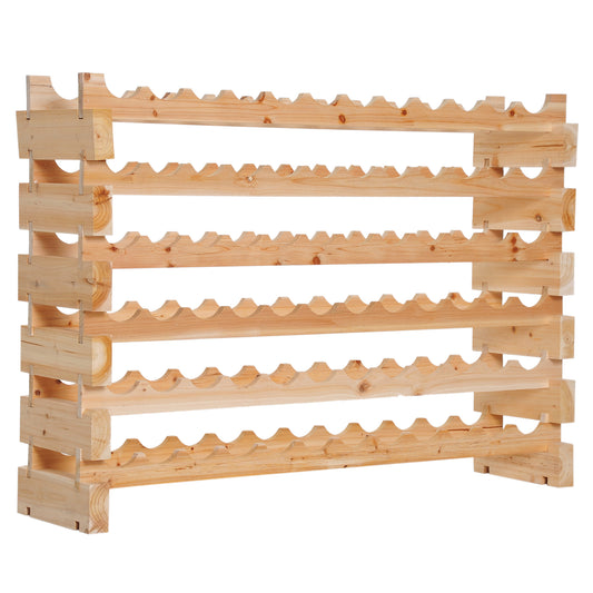 Six-Tier, 72 Bottle Wooden Wine Rack - Natural