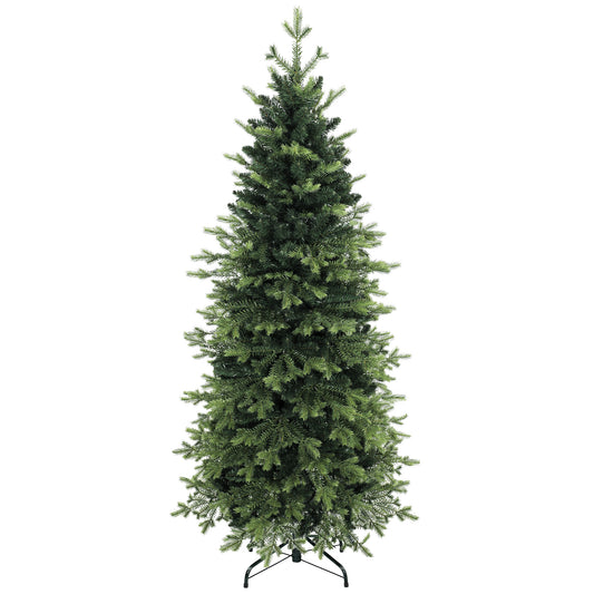 Geneva Fir Hinged Xmas Tree, 7ft/210cm Artificial Christmas Tree with 2079 Branch Tips, Foldable Steel Stand, Green