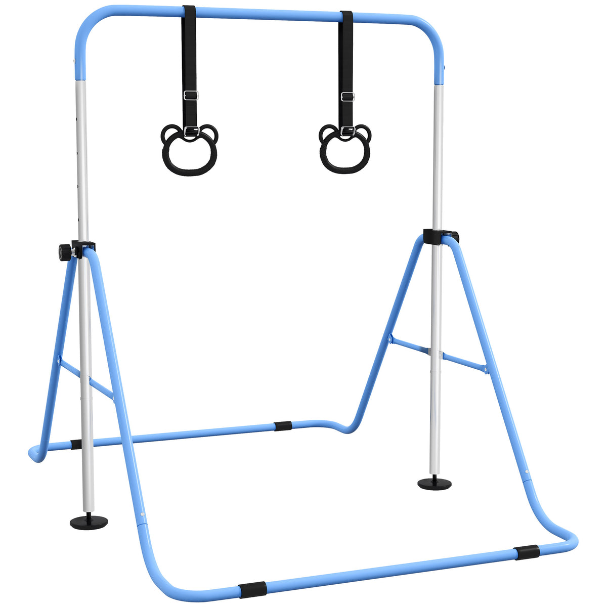 Adjustable Height, Foldable Kids Gymnastics Bar w/ Non-slip Rubber Floor Rings, for 3+ Years