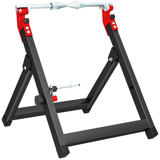 Foldable Motorcycle Wheel Balancer Truing Stand with Spoke Wrench, Steel Bike Tyre Rim Balancing Stand with Aluminium Shaft, Fits Wheels up to 23" in Diameter, 5" in Width, Black