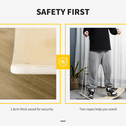 Wood Balance Board with Ropes, Balance Board for Full Body Workout, Multipurpose for Kids and Adults