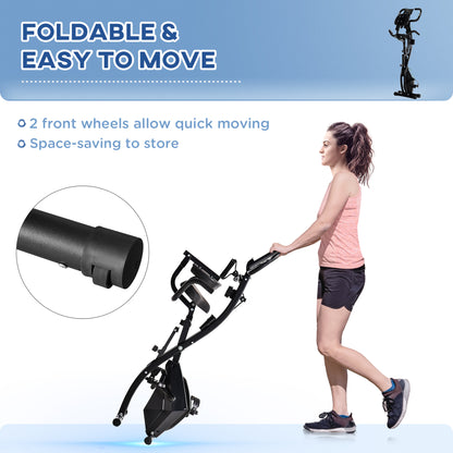 2-in-1 Folding Exercise Bike with 8-Level Magnetic Resistance, Arm Resistance Band, Pulse Sensor