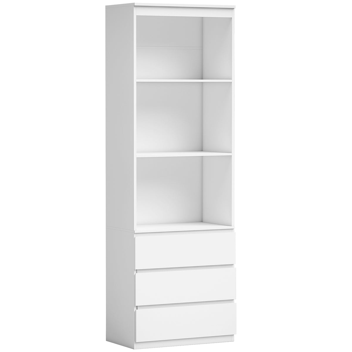 180cm Tall Bookcase, with Shelves and Drawers - White