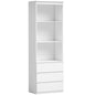 180cm Tall Bookcase, with Shelves and Drawers - White