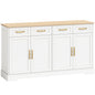 Sideboard Buffet Cabinet, 140 cm Kitchen Storage Cabinet with 4 Drawers, 4 Doors and 2 Adjustable Shelves, White