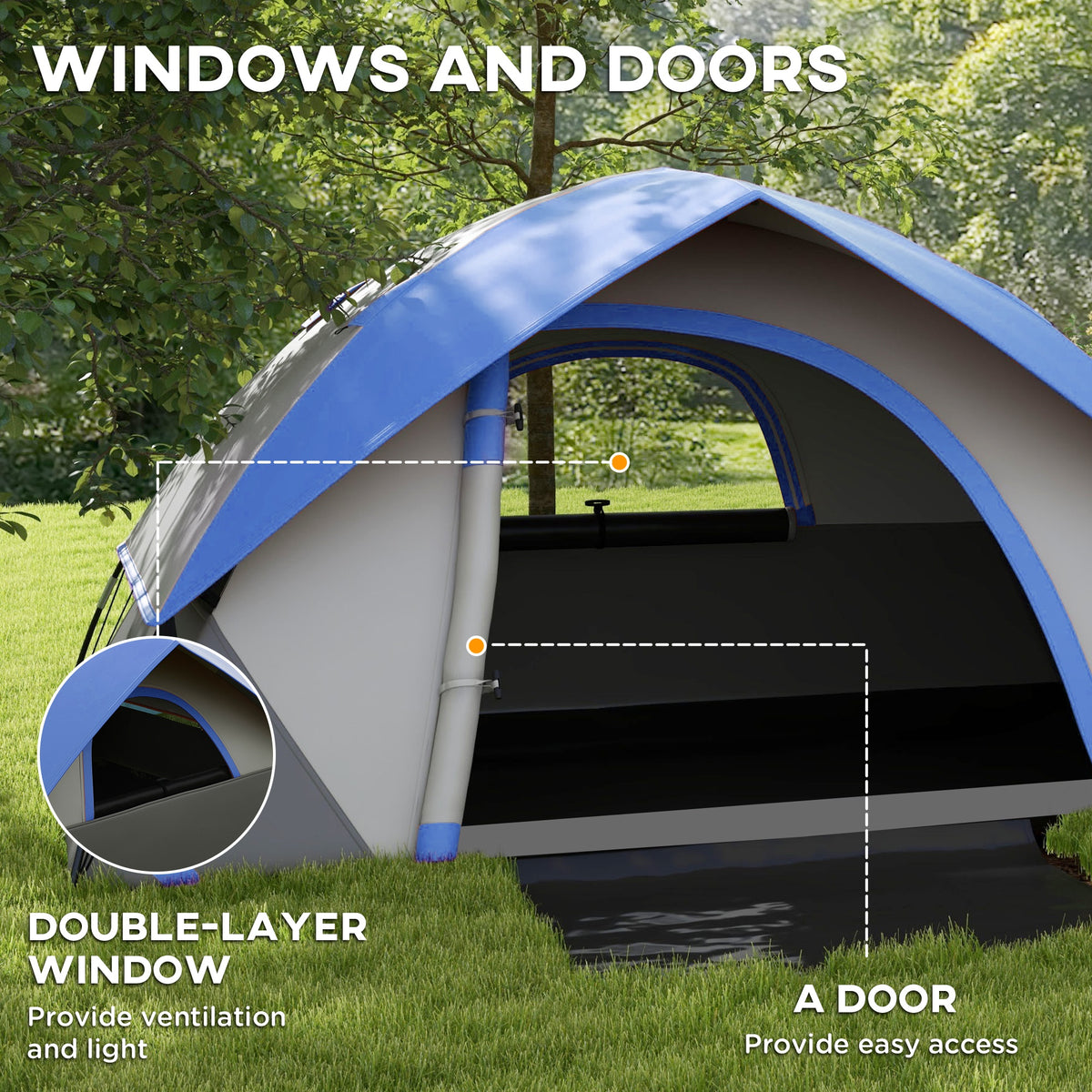 Two Man Single Room Dome Tent, with Accessories