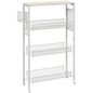 3-Tier Kitchen Cart with 3 Steel Wire Baskets - White