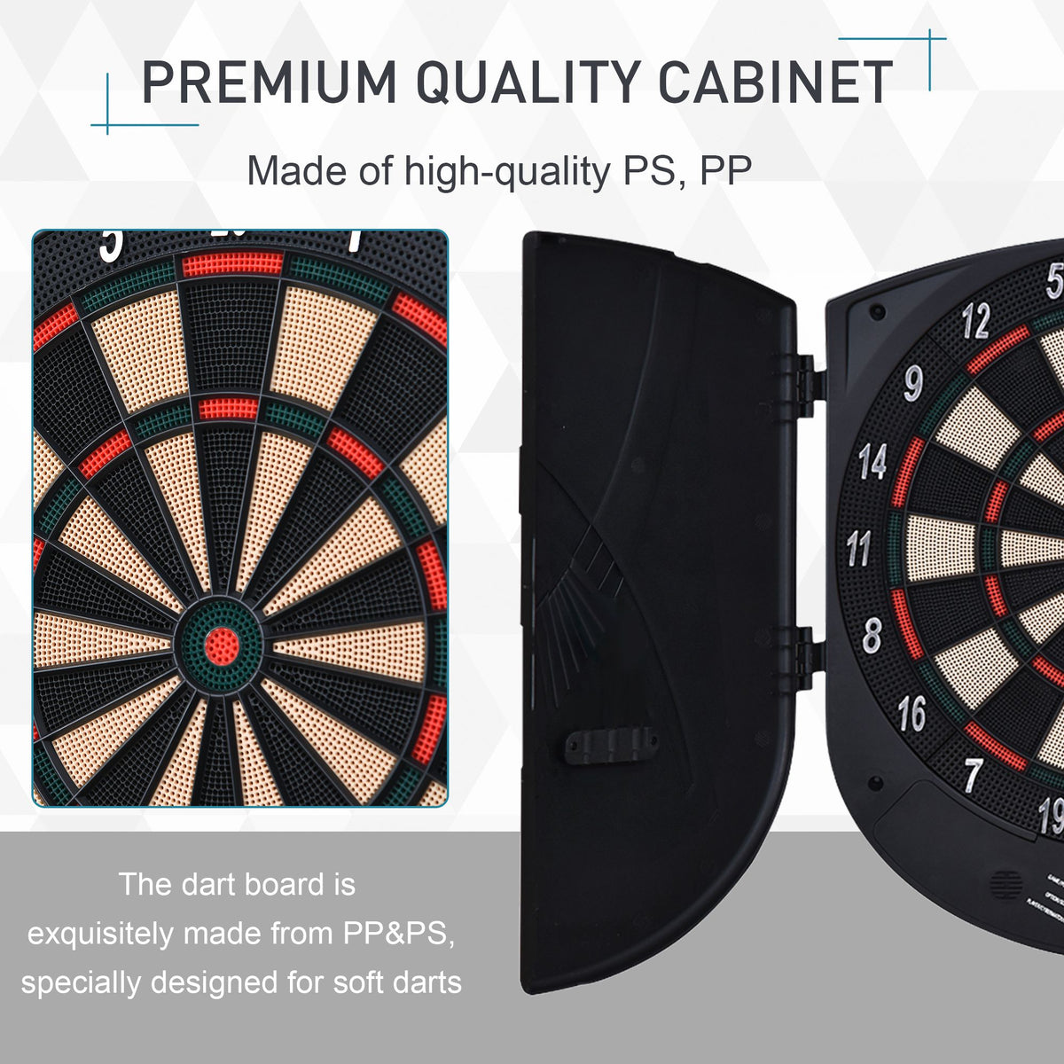 Electronic Dartboard Set 26 Games and 185 Variations with 6 Darts and Cabinet to Stroage Multi-Game Option Ready-to-Play
