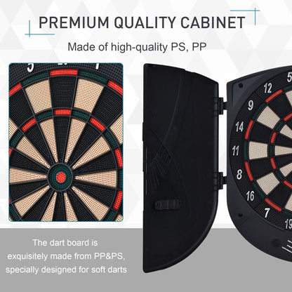 Electronic Dartboard Set 26 Games and 185 Variations with 6 Darts and Cabinet to Stroage Multi-Game Option Ready-to-Play