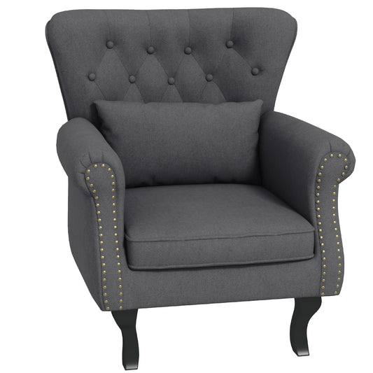 Chesterfield-Style Accent Chair - Grey
