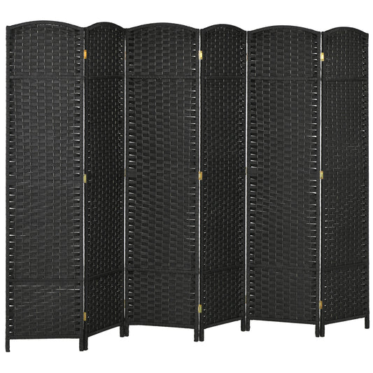 6 Panel Folding Room Divider, Freestanding Privacy Screen for Living Room, Bedroom and Office, 240 x 170cm, Black