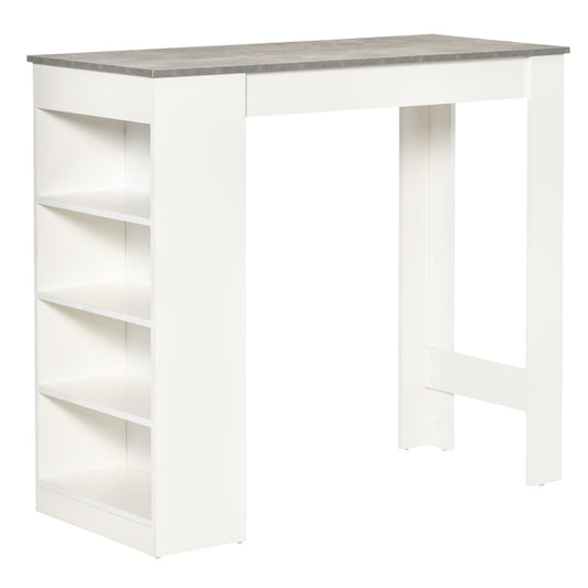 Bar Table, Dining Table with 4-Tier Storage Shelf for Breakfast Bar, Kitchen, Dining Room, Living Room