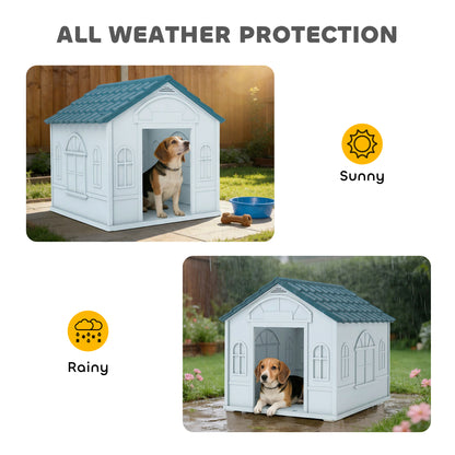 Plastic Weather-Resistant Dog House, for Indoors and Outdoors, Medium Dogs