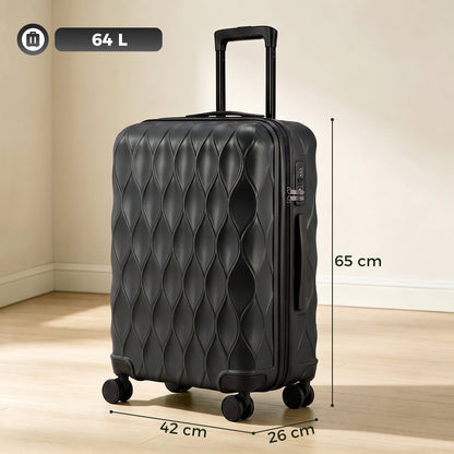 24Inch Suitcase, ABS Hard Shell Checked Luggage with TSA Lock, Spinner Wheels, Telescopic Handle, Black