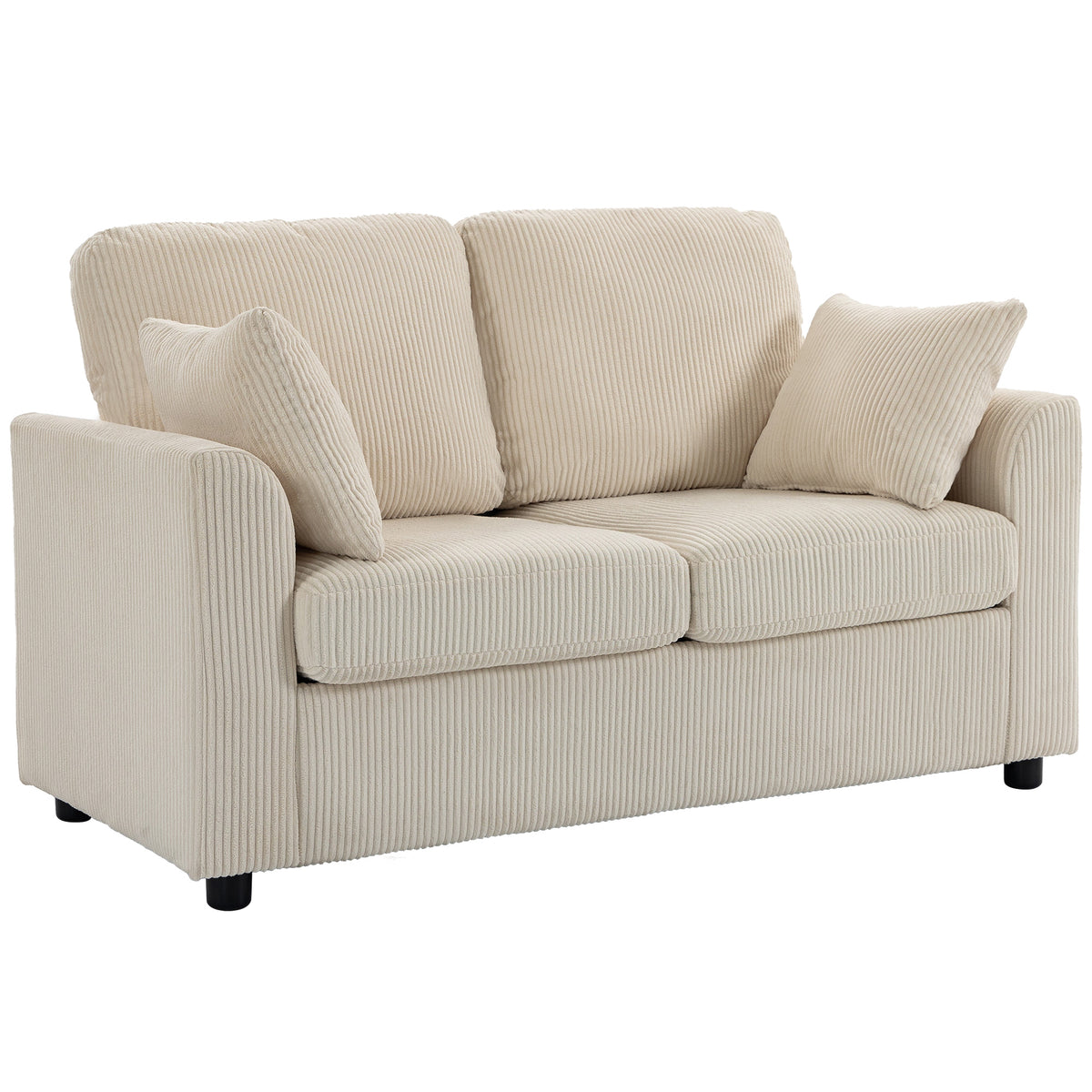 2 Seater Sofa, Corduroy Small Couch with Spring Cushion, Wide and Deep Seat