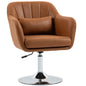 Swivel Accent Chair, Microfiber Cloth Tub Vanity Chair, Modern Armchair with Adjustable Height and Lumbar Support for Living Room Bedroom Salon Make up Room Dressing Table, Brown