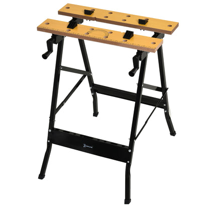 4-in-1 Work Bench, Folding Clamp Table w/ 4 Adjustable Clamping Pegs for DIY Home Garage