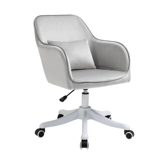 Velvet Office Chair, Desk Chair, Makeup Vanity Chair with Massage Lumbar Pillow and Rolling Wheels for Bedroom and Home