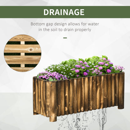 Wooden Raised Garden Bed, 100 x 38.5 x 40cm Elevated Planter Box, Outdoor Flower Bed with Drainage Gaps, Easy Assembly, Natural