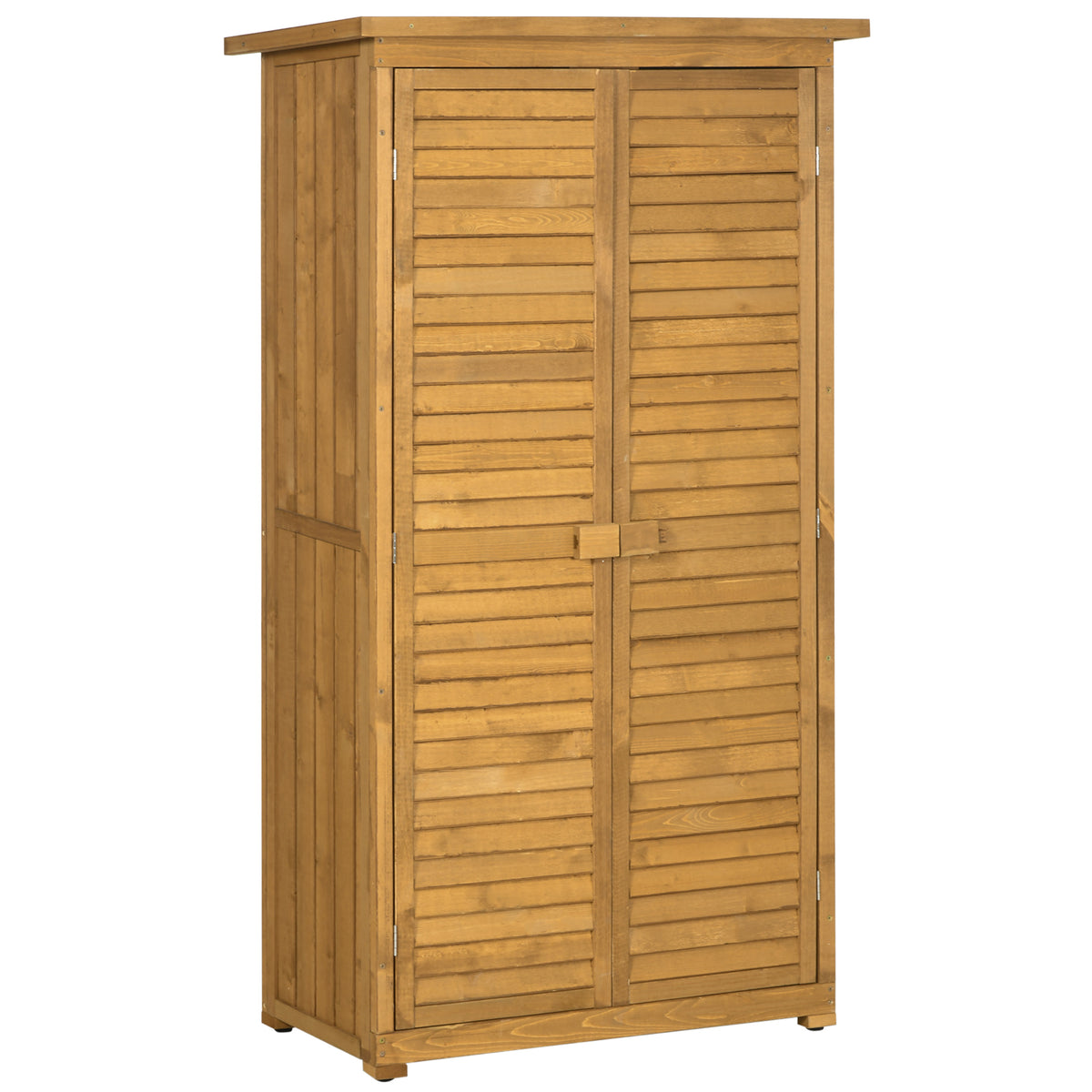 Wooden Garden Storage Shed with Shelves, Outdoor Tool Cabinet with Asphalt Roof for Patio Organisation, 87cm x 47cm x 160cm