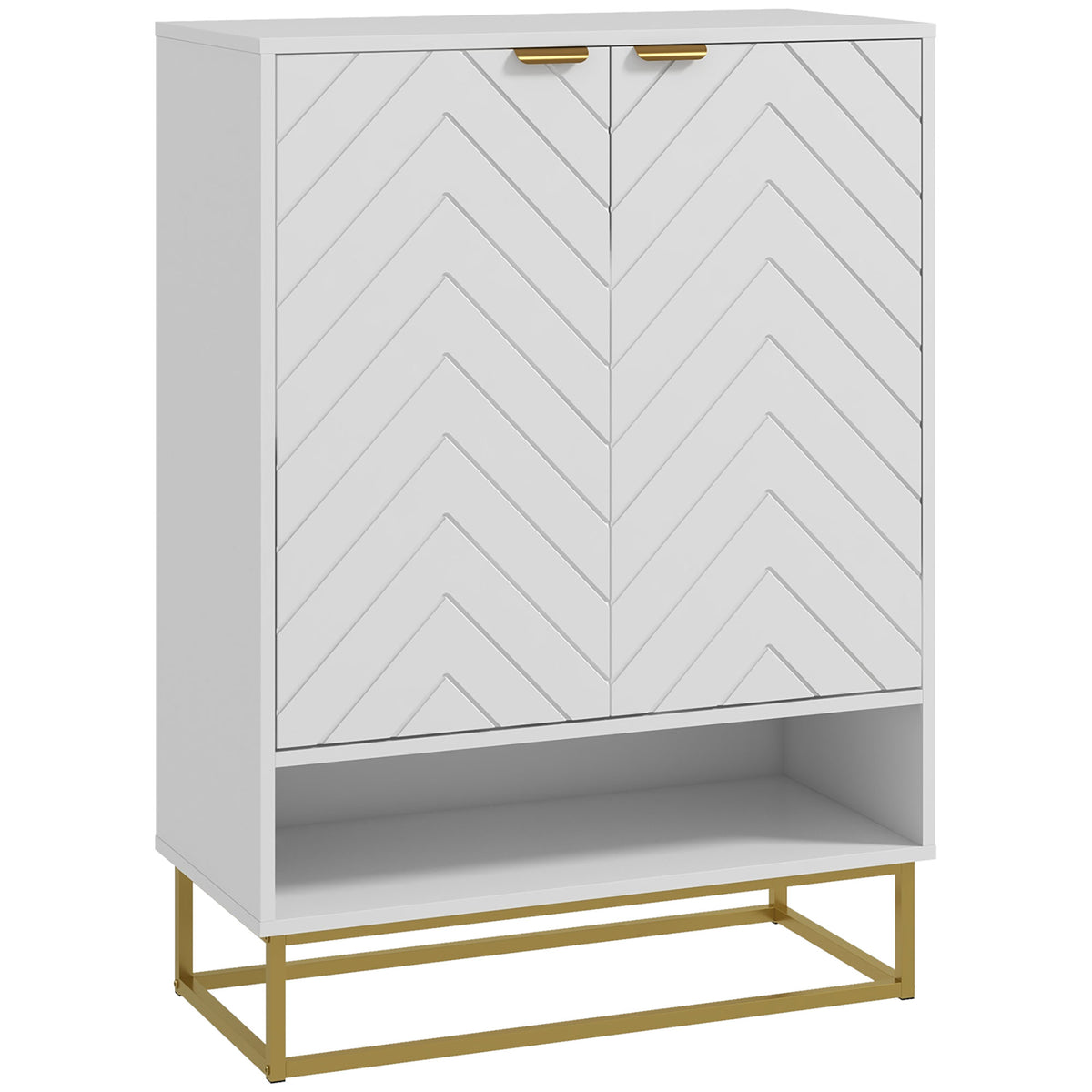 Shoe Storage Cabinet, Modern Shoe Cupboard with Open Shelf, Adjustable Shelf, 6 Vents, Shoe Rack for 12 Pairs of Shoes