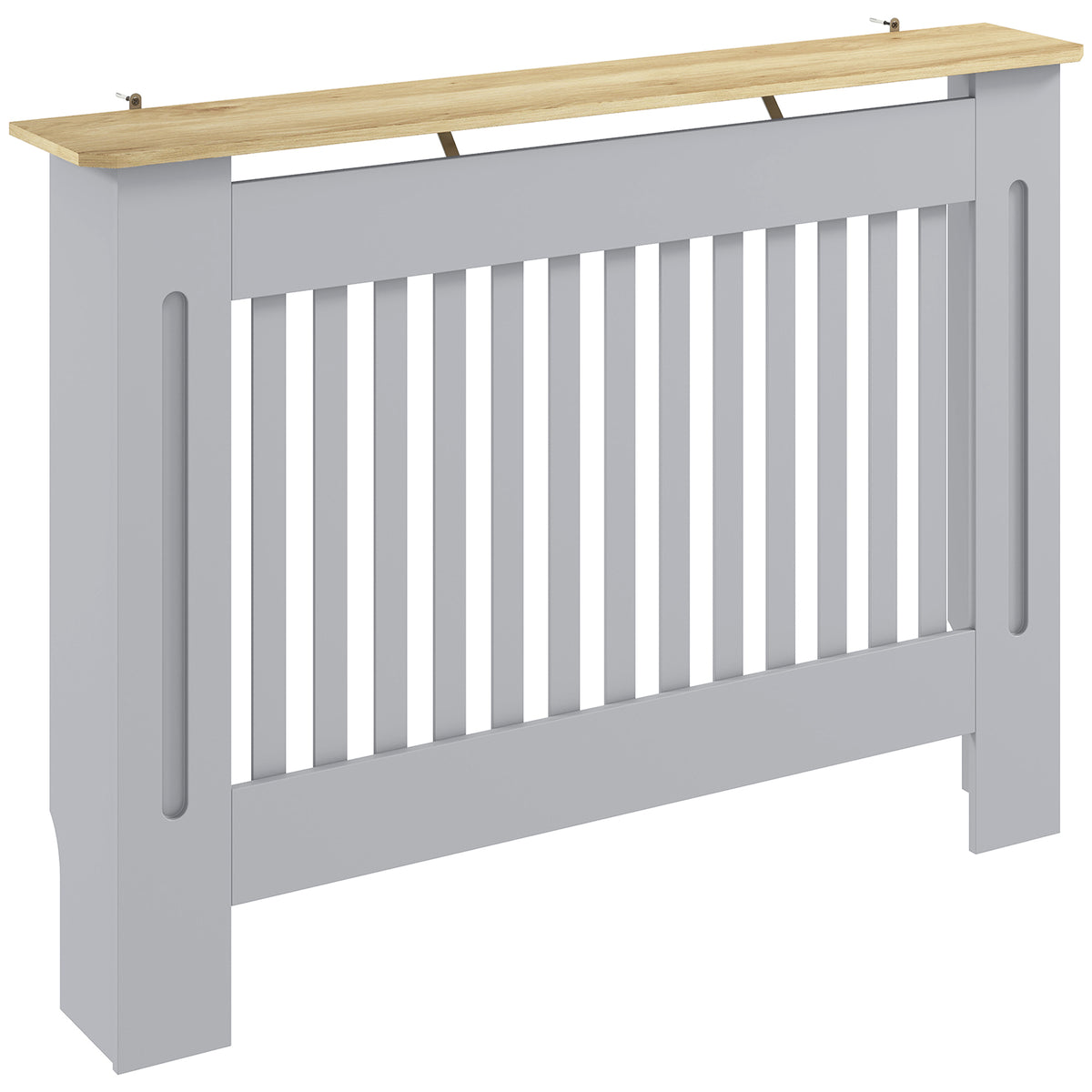 Slatted Radiator Cover, Painted Cabinet with Line Grill Design, 112W × 19D × 81H cm, Grey