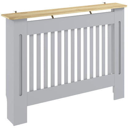 Slatted Radiator Cover, Painted Cabinet with Line Grill Design, 112W × 19D × 81H cm, Grey