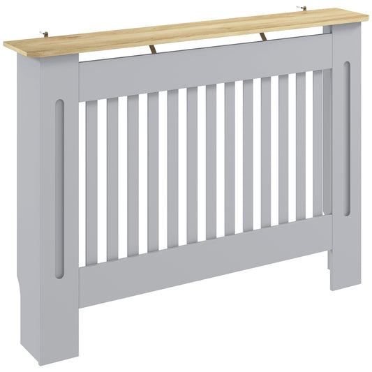 Slatted Radiator Cover, Painted Cabinet with Line Grill Design, 112W × 19D × 81H cm, Grey