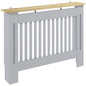 Slatted Radiator Cover, Painted Cabinet with Line Grill Design, 112W × 19D × 81H cm, Grey