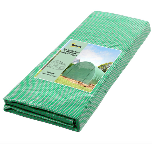 6 x 3 x 2m Greenhouse Replacement Cover ONLY Winter Garden Plant PE Cover for Tunnel Walk-in Greenhouse with Roll-up Windows Door Outdoor, Green