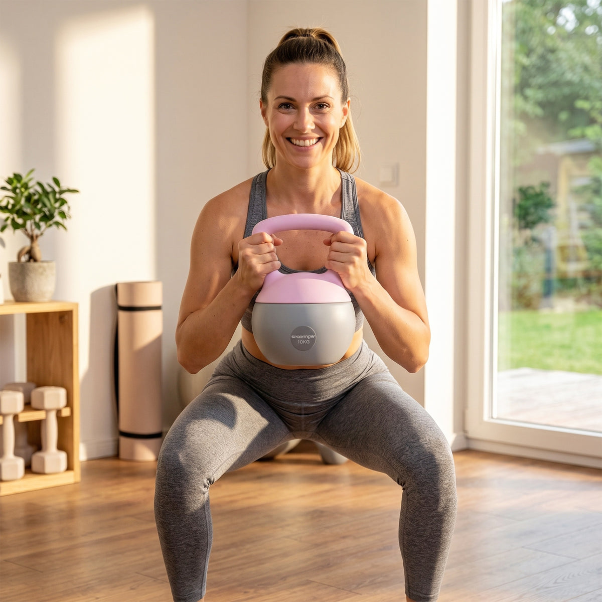 10KG Soft Kettlebell, Kettlebell with Non-Slip Handle for Home Gym, Weight Lifting, Strength Training, Purple/Grey