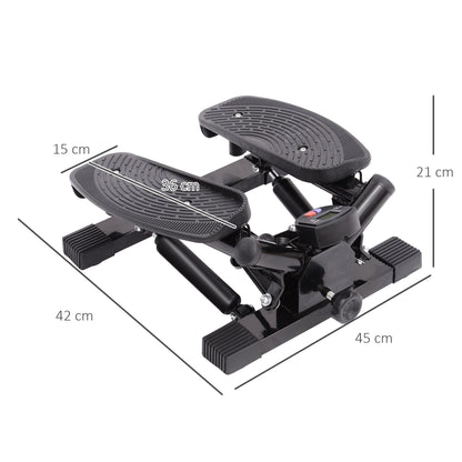 Portable Mini Stepper, Exercise Fitness Machine for Legs Arms Thigh Toner Toning Machine, Stair Steps Workout Training Fitness, w/ Resistance Bands and Floor Mat, Black