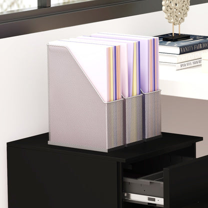 3-Drawer Vertical Filing Cabinet with Pencil Tray, Lock and 5 Wheels, Steel Mobile File Cabinet, for A4, Legal and Letter Size, Pre-Assembled Body