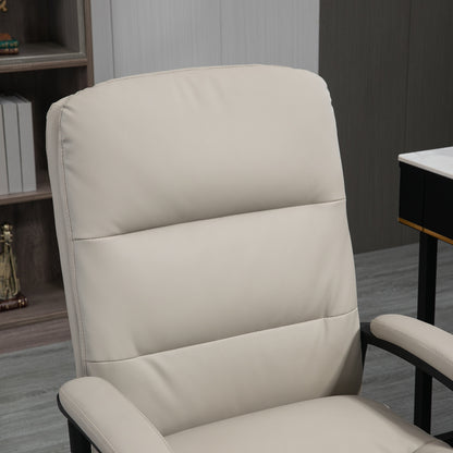 Office Chair, PU Leather Computer Desk Chair Office Chair with Adjustable Height and Swivel Rolling Wheels for Work Study, Light Grey