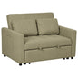 Loveseat Sofa Bed, Convertible Bed Settee with 2 Pillows, Side Pockets, Light Brown