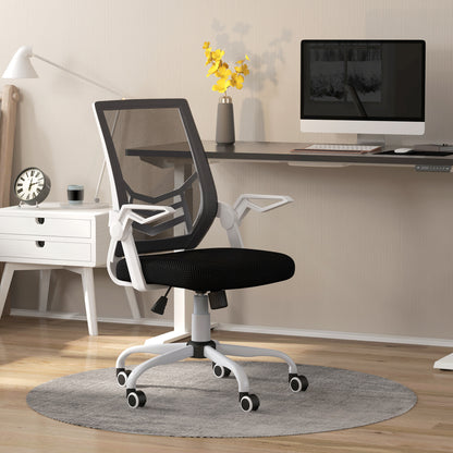 Mesh Office Chair, Computer Desk Chair with Flip-up Armrests, Lumbar Back Support and Swivel Wheels