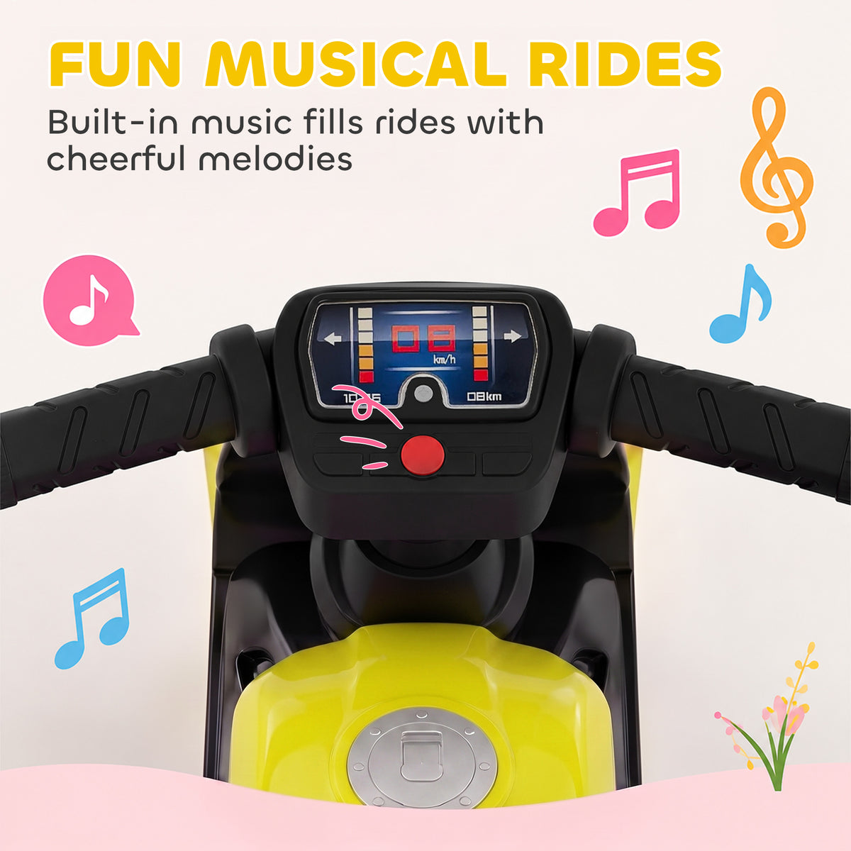 Balance Bike with Music Extra-Wide Wheels Toddler Bike for Boys Girls Green